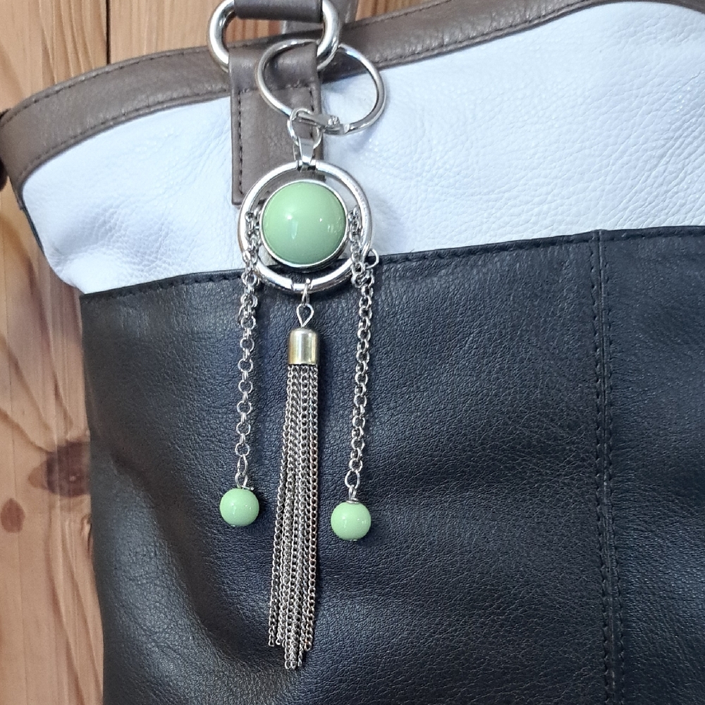 Hand Crafted Bag Purse Tote Jewelry Key Ring Decorative Vintage Jewelry Upcycle